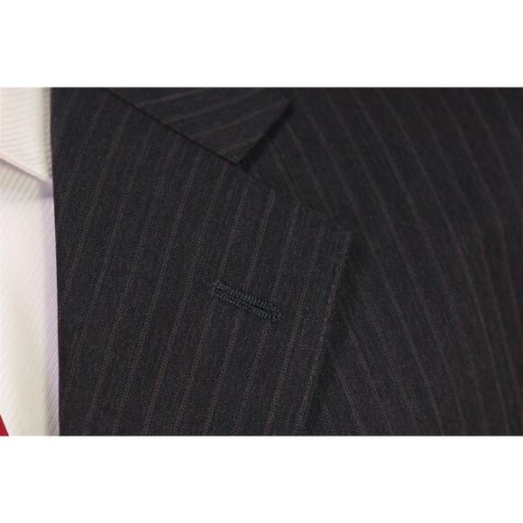Paul Stuart Charcoal Gray w/ Brown Stripes 3-Btn Wool Suit 40R - Picture 5 of 13